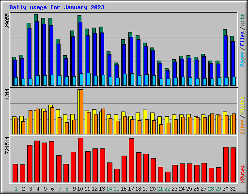Daily usage for January 2023