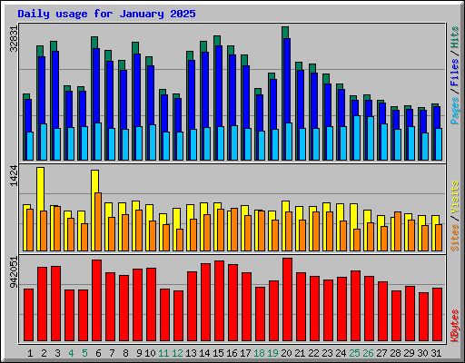 Daily usage for January 2025