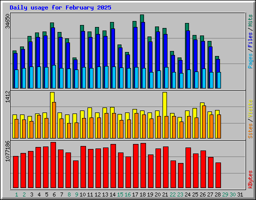 Daily usage for February 2025
